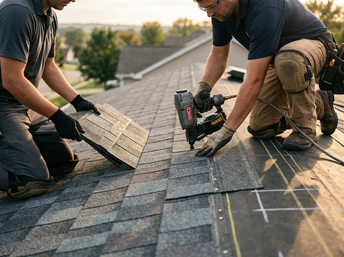 Professional roofer working on a residential roof in Phoenix